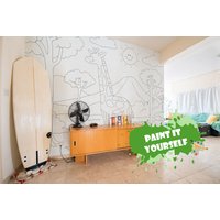 Giraffe Abnehmbare Coloring Wallpaper/Peel & Stick Tapete Paint It Yourself Serie von LandscapeWalls