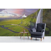 Island-Wasserfall Abnehmbares Vinyl-Wandbild/Wasserfall-Tapete Zum Abziehen Und Aufkleben Abnehmbare Tapete Seljalandsfoss Wasserfall-Wandbilddruck von LandscapeWalls