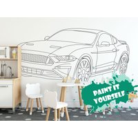 Umrissenes Auto Abnehmbare Coloring Tapete/Peel & Stick Paint It Yourself Serie von LandscapeWalls