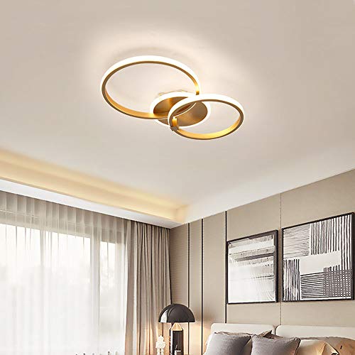 Deckenlampe Schlafzimmer Wohnzimmerlampe Modern Rund Ring Design Gold LED Dimmbar Büro Esszimmer Badezimmer Flurlampe Fernbedienung Decken Pendelleuchte Chic Acryl Schirm Küchen Deko Deckenleuchten von Lanekd