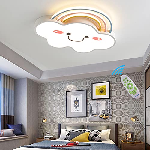 Deckenleuchte Kinderlampen Schlafzimmer LED Dimmbar Deckenlampe Moderne Regenbogen Wolke Designer Pendelleuchte Mit Fernbedienung Jungen Mädchen Deko Lampen für Esszimmer Esstisch Flur Decke Lampen von Lanekd