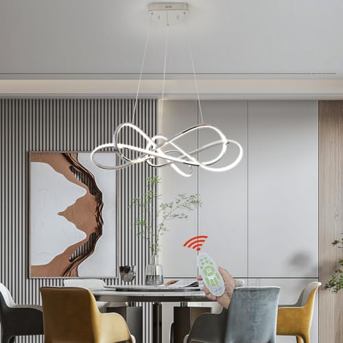 Esszimmerlampe LED Pendelleuchte Dimmbar Esstisch Esszimmer Hängelampe Modern Höhenverstellbar Kronleuchter Wohnzimmer Tisch Deckenleuchte für Schlafzimmer Küchen Büro Bar Hängend Lampe (Chrom, L52) Esszimmerlampe LED Pendelleuchte Dimmbar Esstisch Esszimmer Hängelampe Modern Höhenverstellbar Kronleuchter Wohnzimmer Tisch Deckenleuchte für Schlafzimmer Küchen Büro Bar Hängend Lampe (Chrom, L52) von Lanekd