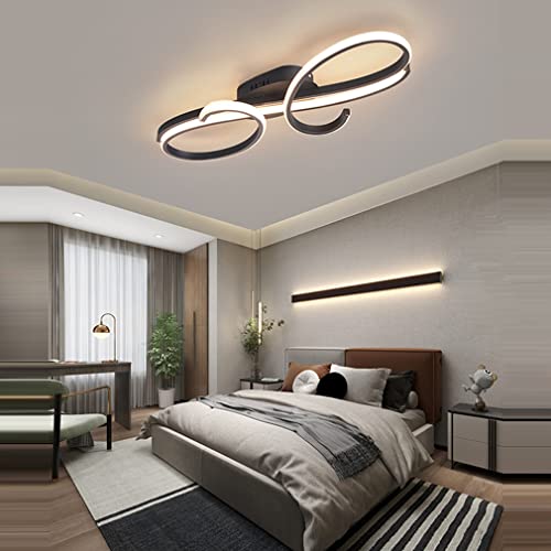 LED Deckenleuchte Wohnzimmerlampe Dimmbar Esstisch Deckenlampe Küchenlampe Modern Schwarz Mit Fernbedienung 60W Blume Design Lampen für Schlafzimmer Küchen Büro Decken Leuchten (Schwarz, L80CM) von Lanekd