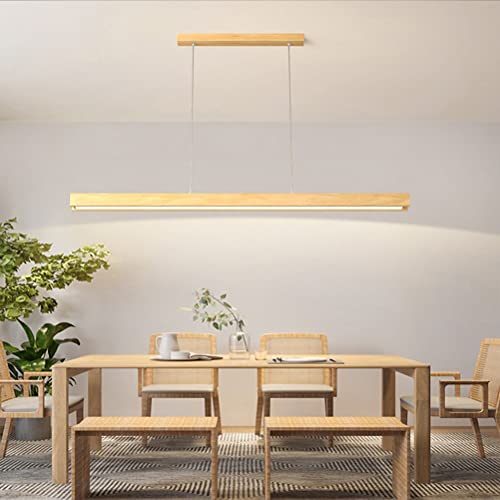 LED Pendelleuchte Esstisch Holz Esszimmerlampe Dimmbar Hängelampe Küche Hängeleuchte Wohnzimmer Hängeleuchte Moderne Linear Design mit Fernbedienung Esszimmer Kronleuchter Büro Lampen von Lanekd