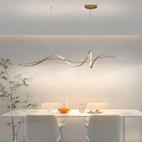 LED Pendelleuchte Wohnzimmer Esstisch Hängelampe Hängeleuchte Dimmbar Schwarz Pendellampe Küchen Büro Decken Hängend Lampe Modern Höhenverstellbar Esszimmerlampe mit Fernbedienung (Gold, L100cm) LED Pendelleuchte Wohnzimmer Esstisch Hängelampe Hängeleuchte Dimmbar Schwarz Pendellampe Küchen Büro Decken Hängend Lampe Modern Höhenverstellbar Esszimmerlampe mit Fernbedienung (Gold, L100cm) von Lanekd
