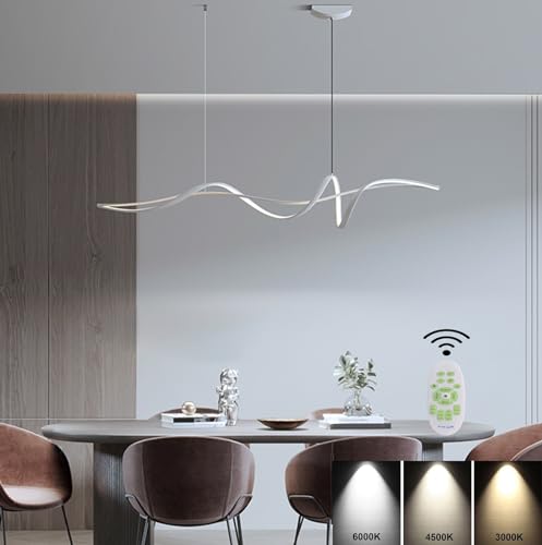 LED Pendelleuchte Wohnzimmer Esstisch Hängelampe Hängeleuchte Dimmbar Schwarz Pendellampe Küchen Büro Decken Hängend Lampe Modern Höhenverstellbar Esszimmerlampe mit Fernbedienung (L100cm, Weiß) LED Pendelleuchte Wohnzimmer Esstisch Hängelampe Hängeleuchte Dimmbar Schwarz Pendellampe Küchen Büro Decken Hängend Lampe Modern Höhenverstellbar Esszimmerlampe mit Fernbedienung (L100cm, Weiß) von Lanekd