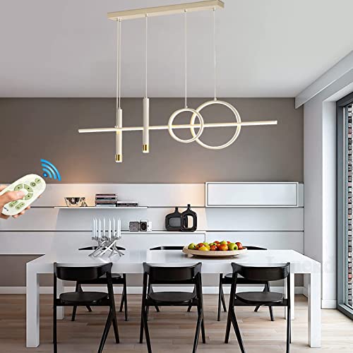 Lanekd LED Pendelleuchten Dimmbar Esstisch Esszimmer Hängeleuchte/Hängelampe Wohnzimmer Küche Hängend Lampe Moderne Kreative Ring Designer Kronleuchter mit Fernbedienung Leuchten (Weiß, L100cm) von Lanekd