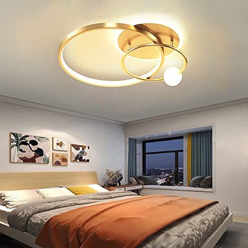 Lanekd Modern LED Deckenleuchte Wohnzimmer Schlafzimmer Decken Lampe Dimmbar Gold Deko Hängend Lampen mit Fernbedienung Esszimmer Esstisch Küchen Decke Pendelleuchte Büro Flur Bad Kronleuchter von Lanekd