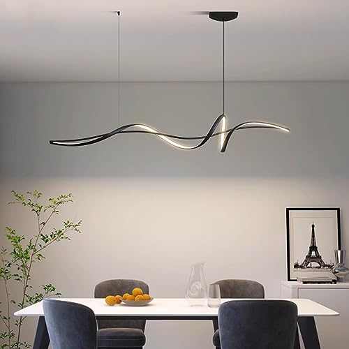 Lanekd Pendelleuchte Lampe Esstisch LED Esszimmerlampe 150cm Modernes Schwarz Spirale Design Hängelampe Dimmbare mit Fernbedienung LED Hängende Leuchte für Wohnzimmer Küche Esszimmer Büro Hängelampe von Lanekd