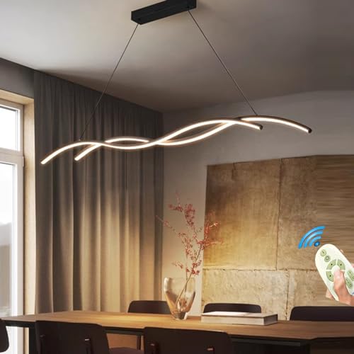 Modern LED Pendelleuchte Schwarz Esstisch Esszimmer L120cm Hängeleuchte/Hängelampe Dimmbar Mit Fernbedienung Pendellampe Wohnzimmer Küchen Büro Hängend Lampe Esstischlampe Kronleuchter Decke Leuchte Modern LED Pendelleuchte Schwarz Esstisch Esszimmer L120cm Hängeleuchte/Hängelampe Dimmbar Mit Fernbedienung Pendellampe Wohnzimmer Küchen Büro Hängend Lampe Esstischlampe Kronleuchter Decke Leuchte von Lanekd