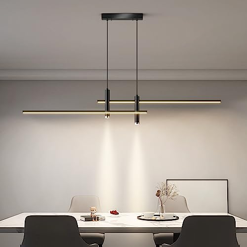 Modern Pendelleuchte LED Esszimmerlampe Esstisch Hängeleuchte Dimmable Mit Fernbedienung Wohnzimmer Hängelampe linear Design Höhenverstellbar Kronleuchter für Küchen Bar Büro Pendellampe von Lanekd