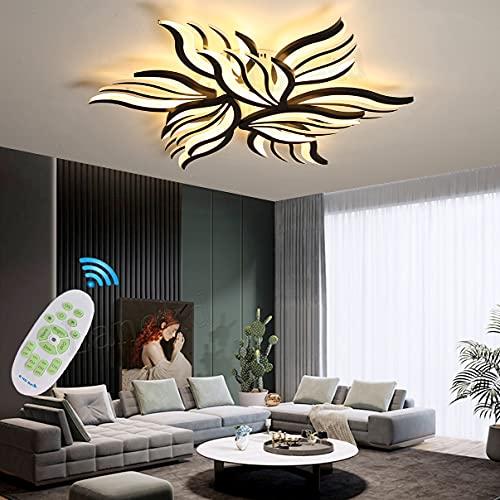 Wohnzimmer Lampe LED Modern Schlafzimmer Deckenleuchte Blumen Design Dimmbar mit Fernbedienung Deckenlampe Esszimmer Esstischlampe Pendelleuchte für Küche Kinder Zimmer Büro Deko Hängend Leuchten von Lanekd