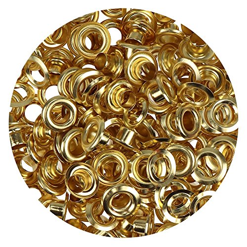 100 Stück Metall Ösen rostfrei (Eyelet) mit Scheiben 5 mm für Leder Planen Zelte Kleidung (gold) von Langlauf Schuhbedarf