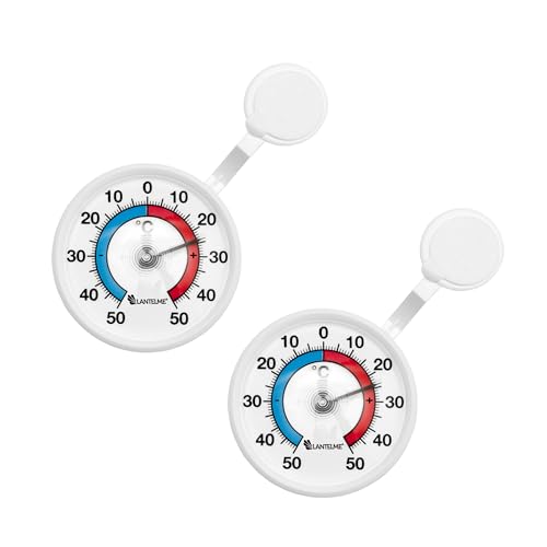 Lantelme 2 Stück Fensterthermometer Set selbstklebend für Außen Garten Fenster Thermometer Analog Made in Germany 4081 von Lantelme