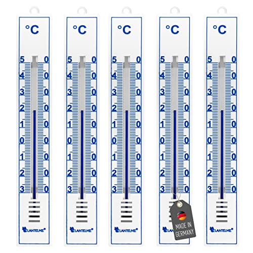 Lantelme 5 Stück Außen Garten Thermometer Set 17cm Analog Temperaturanzeige -30 bis +50°C Grad Gartenthermometer Innenthermometer Außenthermometer Farbe Weiß von Lantelme