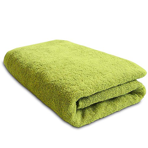 Lanudo® Luxus Duschtuch 600g/m² Pure Line 70x140 mit Bordüre. 100% feinste Frottier Baumwolle in höchster Qualität, Dusch-Handtuch, Badetuch, Badelaken. Farbe: Lime/Limone von Lanudo