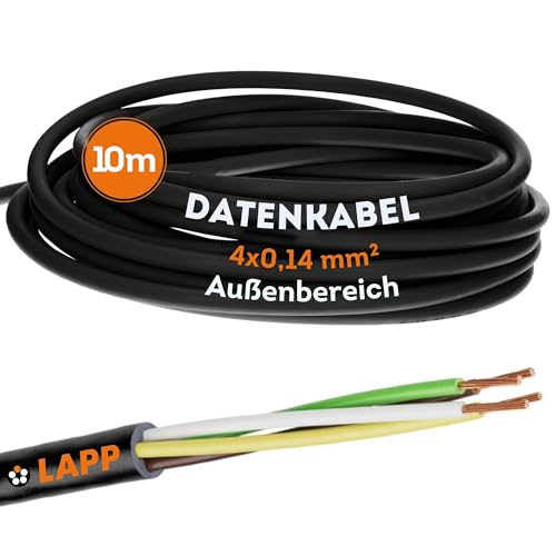 10 Meter Lapp 1030202 LiYY PVC- Steuerleitung 4x0,14 mm² schwarz I LED Kabel 4 adrig I Datenleitung I Signalleitung I lötbares Kabel von Lapp