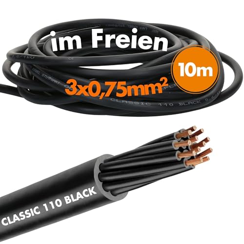 10 Meter Lapp 1120234 Ölflex Classic 110 Black 0,6/1kV PVC Steuerleitung 3x0,75 mm² mit Schutzleiter I Außenbereich I flammwidrig I Kabel 3 adrig I Anschlussleitung 3X0,75 von Lapp