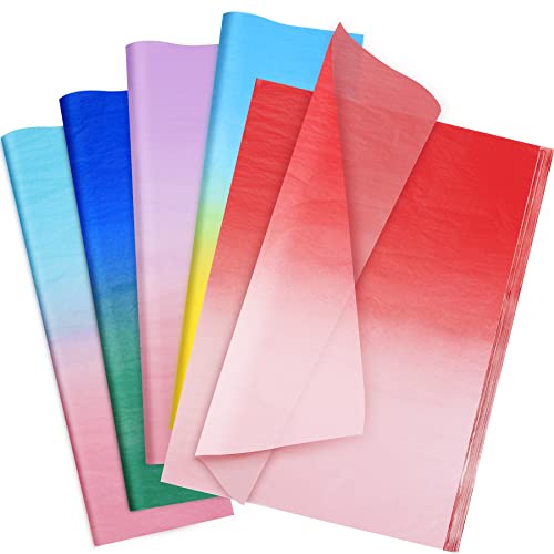 Larcenciel Seidenpapier 50 Blatt, Farbverlauf Seidenpapier für Geschenktüten, Fantasie Farbiges Geschenkpapier Bastelpapier, Geschenkverpackung für Geburtstagsfeier, Weihnachten, Hochzeit (50 x 35 cm) von Larcenciel