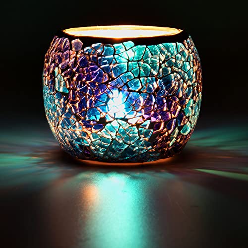 Larcenciel Teelichthalter Teelichtaufsatz aus Glas Glasaufsatz für Kerzenleuchter - Kerzenständer - Adventskranz (Blau) von Larcenciel