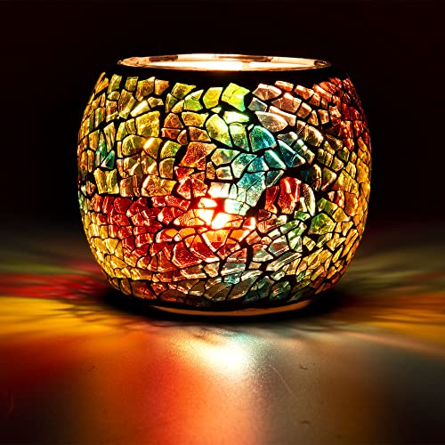 Larcenciel Teelichthalter Teelichtaufsatz aus Glas Glasaufsatz für Kerzenleuchter - Kerzenständer - Adventskranz (Bunt) von Larcenciel