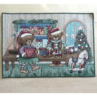 Lot Von 4 Vintage Merry Beary Weihnachten Tapestry Tischsets 18 X 13 Usa Made von LasVegasCloset