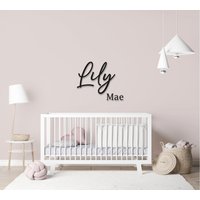 Name Wandkunst - Kinderzimmer Holz Wort Text Kunst Schlafzimmer Geschenk Double Line Style 4 von Lasaris