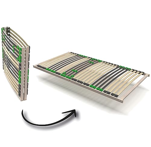 Lattenrost 90x200 cm FixSTAR, Lattenrahmen mit 7 Zonen und 28 flexiblen Federleisten aus Birke-Schichtholz in Duo-Kappen, Rahmen aus Buche - Keine Montage da KEIN BAUSATZ, bis 140 kg belastbar von Fox2Fox