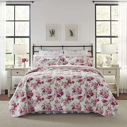 Laura Ashley Home - Lidia-Kollektion – Bettwäsche-Set – 100% Baumwolle, wendbar, leicht und atmungsaktiv, vorgewaschen für zusätzliche Weichheit, Kingsize, Rosa von Laura Ashley