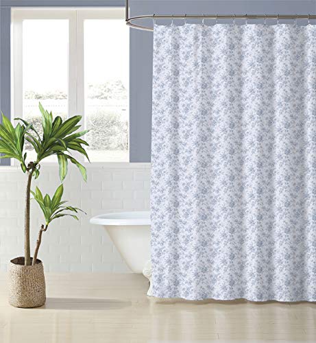 Laura Ashley Duschvorhang für Zuhause, stilvolle Baumwolle, Badezimmer-Dekor, Elegante Blumendekoration (Walled Garden Blue, 182,9 x 182,9 cm) von Laura Ashley