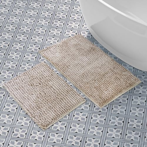 Laura Ashley 2-Piece Butter Chenille 20" x 34" Bath Mat Set, Linen von Laura Ashley