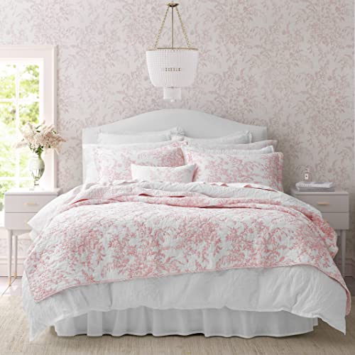 Laura Ashley Bettwäsche-Set für King-Size-Bett, wendbare Baumwoll-Bettwäsche mit passenden Kissenbezügen, leichte Heimdekoration für alle Jahreszeiten (Bedford Pink, King) von Laura Ashley