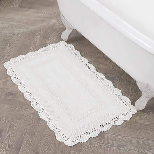 Laura Ashley Crochet Cotton Badvorleger, 24 x 40 cm, Cremeweiß von Laura Ashley