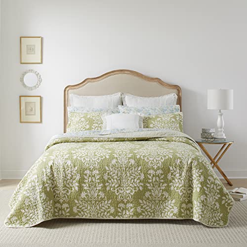 Laura Ashley Home Rowland Collection Steppdecken-Set, 100% Baumwolle, wendbar, Ganzjahres-Bettwäsche mit passenden Kissenbezügen, vorgewaschen für zusätzlichen Komfort, Kingsize, Salbei von Laura Ashley