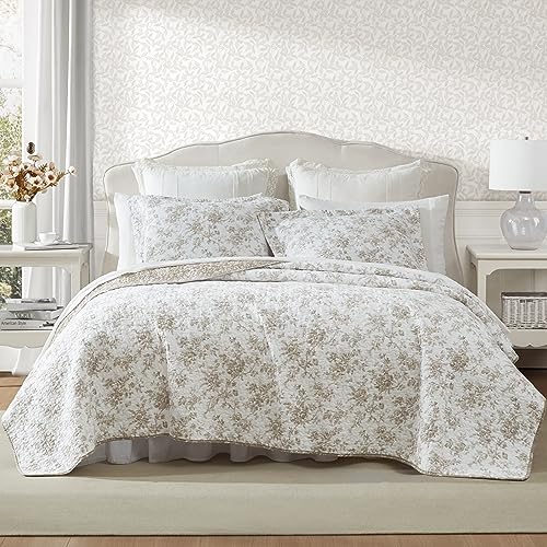 Laura Ashley - Queen-Bettw sche-Set, wendbar, florales Baumwoll-Bettw sche mit passenden Kissenbez gen, Heimdekoration f r alle Jahreszeiten (Walled Garden Brown, Queen) von Laura Ashley