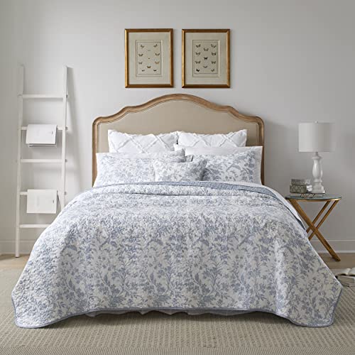 Laura Ashley - Queen-Size-Bettwäsche-Set, Baumwolle, wendbares Bettwäsche-Set mit Kissenbezug, Ganzjahres-Cottage-Heimdekoration (Amberley Blue, Queen) von Laura Ashley