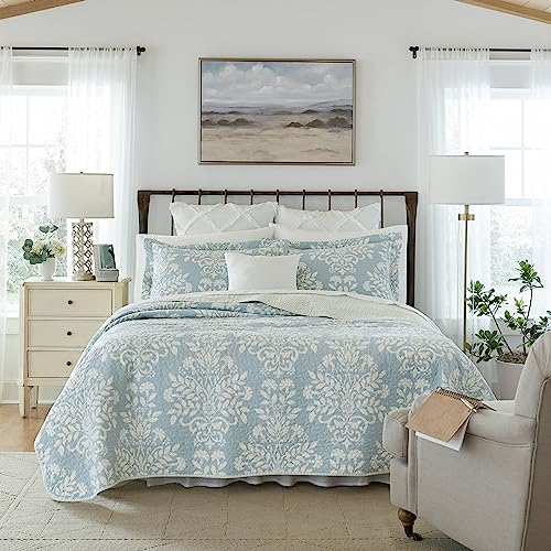 Laura Ashley Bettwäsche-Set für King-Size-Bett, wendbare Baumwoll-Bettwäsche mit passenden Kissenbezügen, Heimdekoration für alle Jahreszeiten (Rowland Blue, King) von Laura Ashley