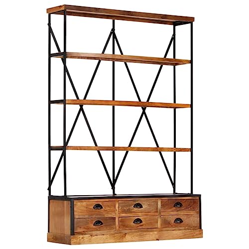 Lauuoeriau Haus & Garten, Möbel, Bücherregal mit 4 Ebenen, mit 6 Schubladen, 122 x 36 x 181 cm, massives Mangoholz Lauuoeriau Haus & Garten, Möbel, Bücherregal mit 4 Ebenen, mit 6 Schubladen, 122 x 36 x 181 cm, massives Mangoholz von Lauuoeriau