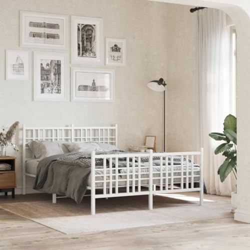Lauuoeriau Möbelelement Haus Metallbett ohne Matratze mit Fußhocker weiß 120 x 200 cm - Möbel Lauuoeriau Möbelelement Haus Metallbett ohne Matratze mit Fußhocker weiß 120 x 200 cm - Möbel von Lauuoeriau