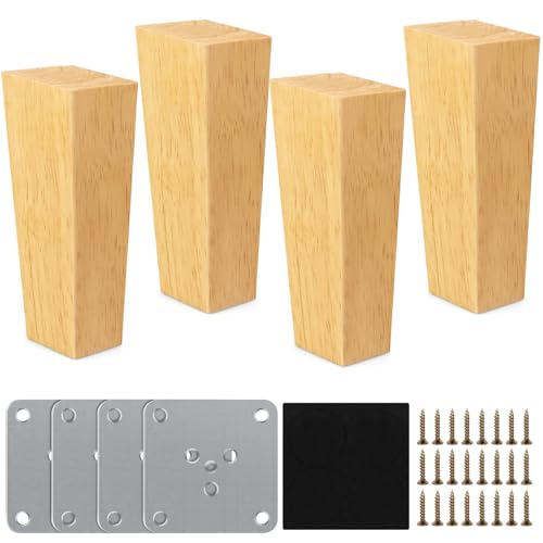 Holz Tischbeine, 15 cm Holz Tischbeine,4 Stück Ersatz Sofafüße Massivholz Konisch Möbelfüße Sockelfüße Tischfuß Aus Eiche, Möbelbeine mit Montageplatten & Schrauben für Sofa Bett Schrank Couch Stuhl Holz Tischbeine, 15 cm Holz Tischbeine,4 Stück Ersatz Sofafüße Massivholz Konisch Möbelfüße Sockelfüße Tischfuß Aus Eiche, Möbelbeine mit Montageplatten & Schrauben für Sofa Bett Schrank Couch Stuhl von Lauviomify