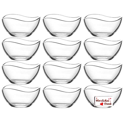 Lav 12 Stück 310ml Glasschalen Dessertschalen Dessertgläser Glasschüsseln Set plus 4 x leckere Danke Schokolade von Lav