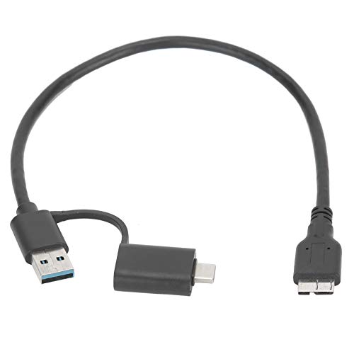 Lazmin112 32-cm-Datenübertragungskabel, USB3.0 zu Micro-USB 3.0 2-in-1-PVC-Leitung, Verwendet für Festplatten, Drucker, Netzwerk-Hubs von Lazmin112