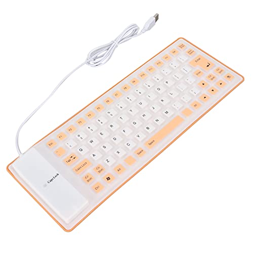 Lazmin112 Faltbare Silikon-Tastatur, Stumm, Vollständig Versiegeltes Design, Leicht, Tragbar, Leise, Weich, Bequem, USB-Kabel, Wasserdicht, Silikon-Tastatur für PC (Orange) von Lazmin112