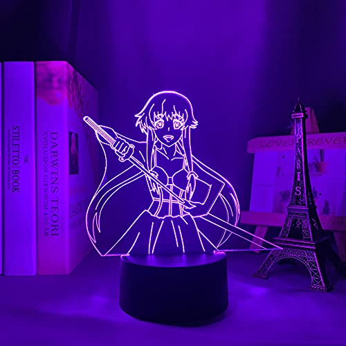 3D Anime Zukunft Tagebuch Yuno Gasai Lampe für Schlafzimmer Dekoration Nachtlicht Manga Wohnzimmer LED Nachttisch Licht Illusion Licht-16 Farbe mit Fernbedienung von Lbvrgg