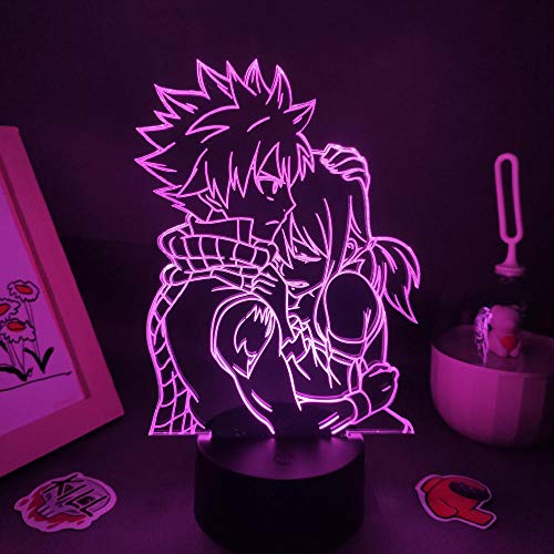 3D Fairy Tail Lampe Anime Figur Natsu Dragneel und Erza Scharlachrot RGB LED Nachtlicht mit USB Bunte Manga Schlafzimmer Tischdekoration-16 Farbe mit Fernbedienung von Lbvrgg