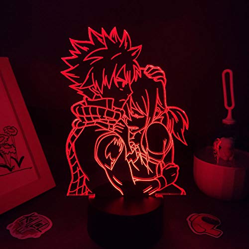 3D Fairy Tail Lampe Anime Figur Natsu Dragneel und Erza Scharlachrot RGB LED Nachtlicht mit USB Bunte Manga Schlafzimmer Tischdekoration-7 Farbe keine Fernbedienung von Lbvrgg