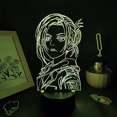 Anime Animal auf Titan Figur Annie Leonhart LED Nachtlichter Manga RGB Geschenk 3D Illusion Licht Schlafzimmer Tischlampen Dekoration-7 Farbe keine Fernbedienung von Lbvrgg