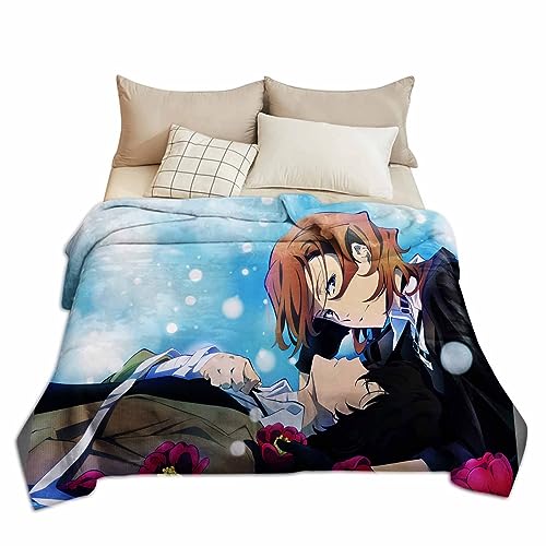 Ldruieu Bungo Stray Dogs Anime Flanell Decke Kuscheldecke Nakahara Chuuya Wohndecke Flauschige Kuscheldecke für Jungen Mädchen Mittagsdecke für das Sofa von Ldruieu