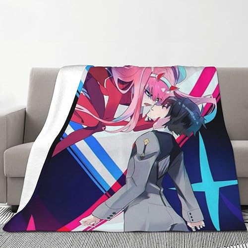 Ldruieu Darling in The FRANXX Anime Flanell Decke Kuscheldecke 02 Zero Two Wohndecke Flauschige Kuscheldecke für Jungen Mädchen Mittagsdecke für das Sofa von Ldruieu