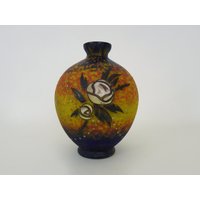Art Deco Vase Von Delatte Nancy Aus Orange-Gelb Marmoriertem Glas von LeLouisShop